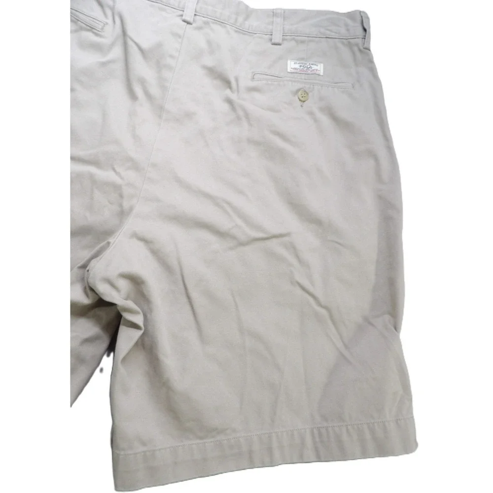 VTG Polo Ralph Lauren Tyler Shorts Men 38in Tan Classic Chino Pleated Cotton 90s